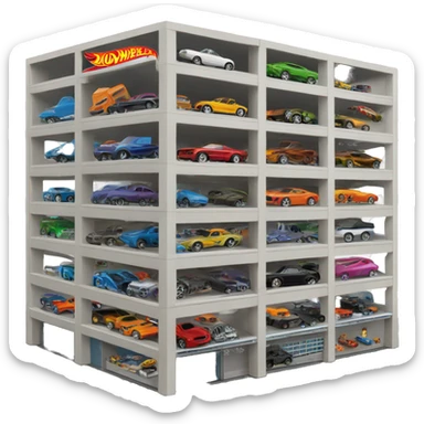Multi-story garage for capacity 500 hot wheels cars. sticker
