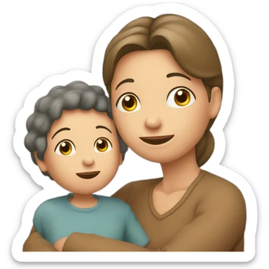 Maman qui fait un bisou à son fils sticker