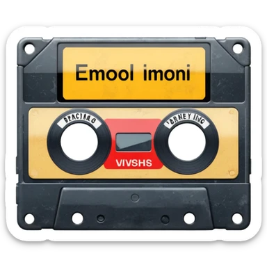 VHS tape with scratched warning label.
 sticker