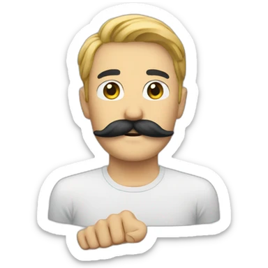 Mustache single  hold with hand sticker