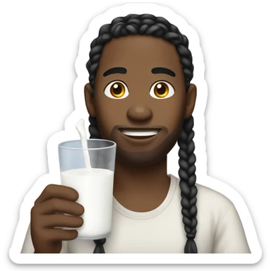 Black guy with braids drinking milk sticker