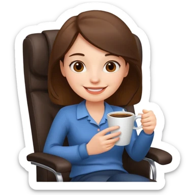 Cartoon faced girl relaxing in an office chair sticker