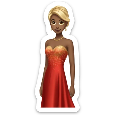 golden red long prom dress  sticker
