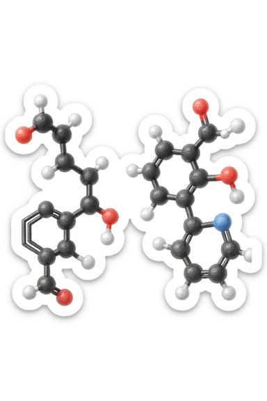 2 MOLECOLE DI ORMONE CHIMICHE IPERREALISTICA 4K sticker