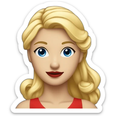 Une danseuse blonde aux yeux bleus en tenue rouge sticker