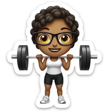 girl with glasses doing weightlifting sticker