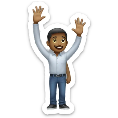 young software engineer waving hai sticker