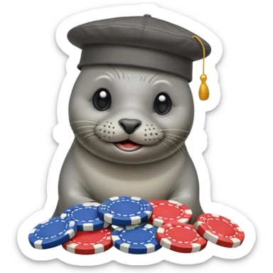 a seal gambling  sticker