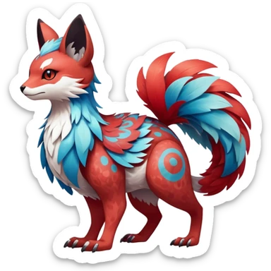 cool Falvie-Fionbri-fantasy-creature-Fakémon-Pokémon, full body, with markings sticker