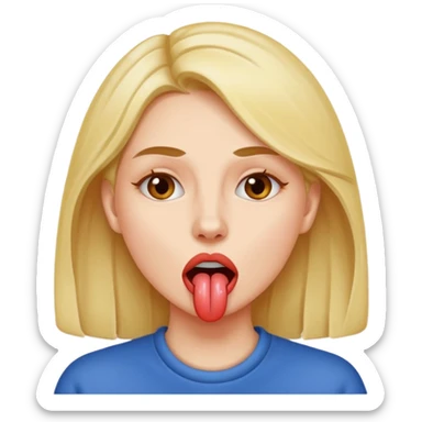 Woman with tongue in mouth pushed into her cheek sticker