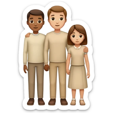 family with one mother, one father, two boys and one girl standing together sticker