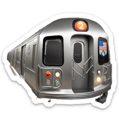 just the front profile of a shiny silver new york subway train sticker