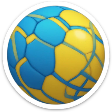 a ball amoji with mixed colors blue and yellow sticker