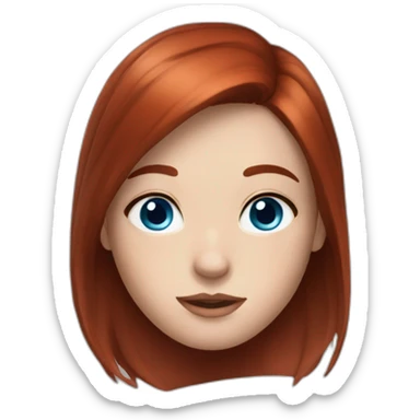 Dark red hair medium length girl blue eyes freckles sticker