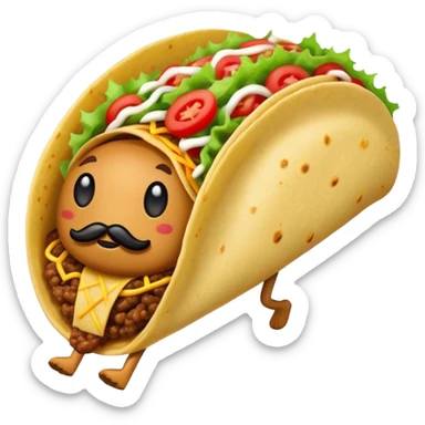 taco taking a walk sticker