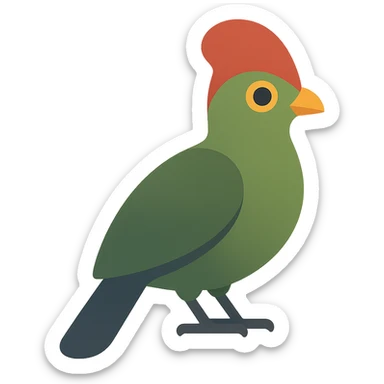 red-crested turaco, flat toon illustration sticker