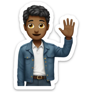 boy waving bye to a lady sticker