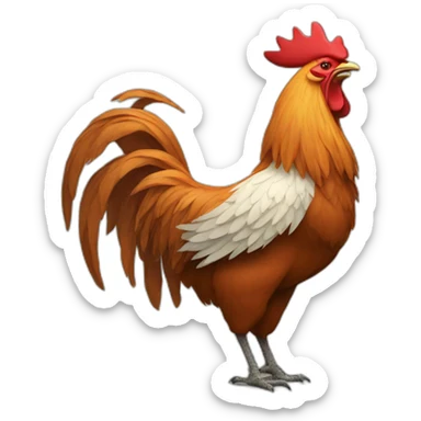 howling rooster with a crown on its head sticker