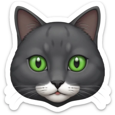 completely solid dark grey cat with green eyes and white paws sticker
