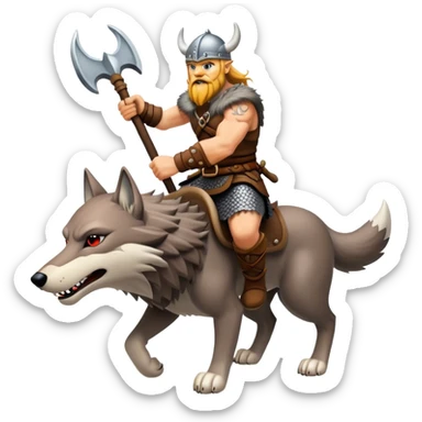 Viking Warrior Riding A Wolf  sticker