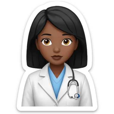 medical woman, with black hair and skin color sticker