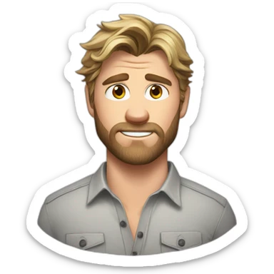 chris-hemsworth cartoon wearing shirt sticker