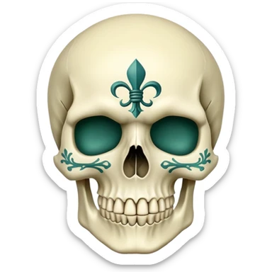 skull in Milwaukee Bucks colors (hunter green, cream, and light blue) sticker
