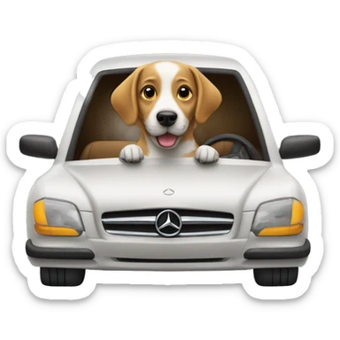 Dog driving a Mercedes match sticker