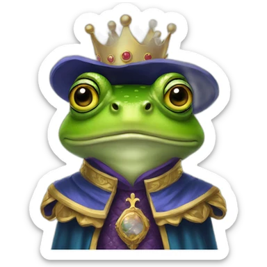 a frog portrait wearing royal king outfit sticker