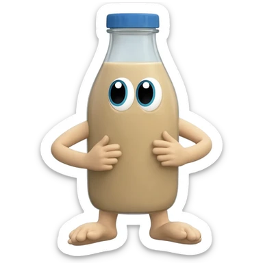 agua de horchata enbotellada con manos, piernas y ojos amigbale sticker