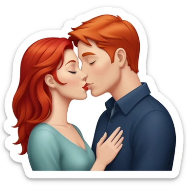 white man kiss red woman  sticker