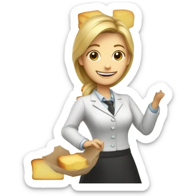 a teacher spreading butter on a toast sticker