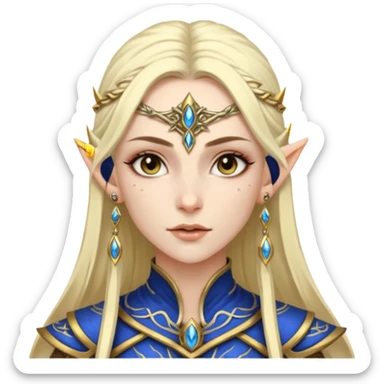 ESO female high elf warrior with lashes and earrings sticker