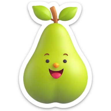 3D emoji style, a pear fruit, three-dimensional and lively, no background sticker