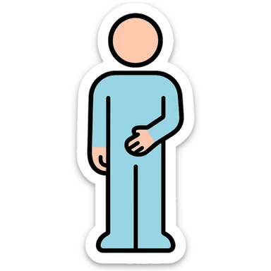 simple gender-neutral human figure standing, one hand gently on lower abdomen, soft friendly style, no visible muscles, clean vector illustration, soft color palette, no background sticker