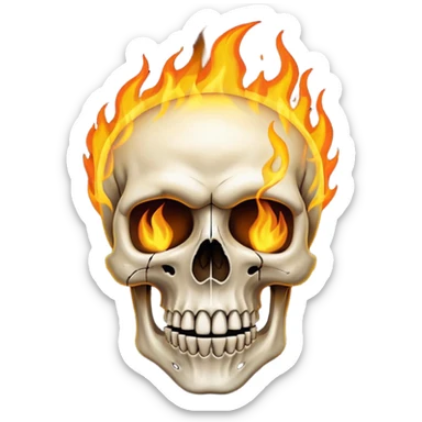 Attitude skull burning on fire sticker