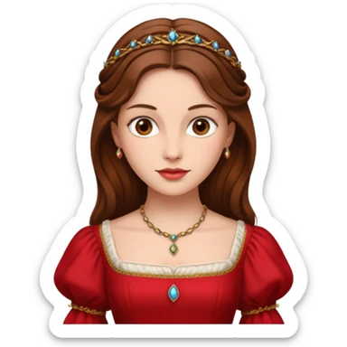 Renaissance lady – brown hair, red dress  sticker