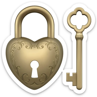 vintage beige heart-shaped lock and key sticker