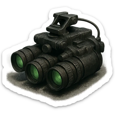 night vision goggles in a gritty, realistic style sticker