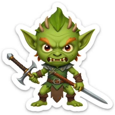 make an angry looking goblin holding a sword sticker