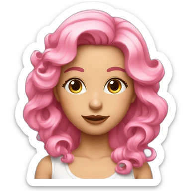Cheuveux rose long ondulés  sticker