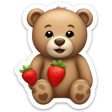 teddy bear with strawberries sticker