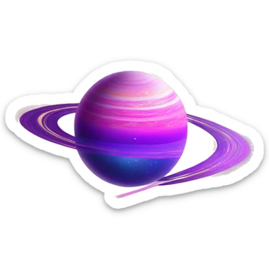 sparkly glittery blue purple and pink gradient planet with a yellow cheesy saturn ring sticker