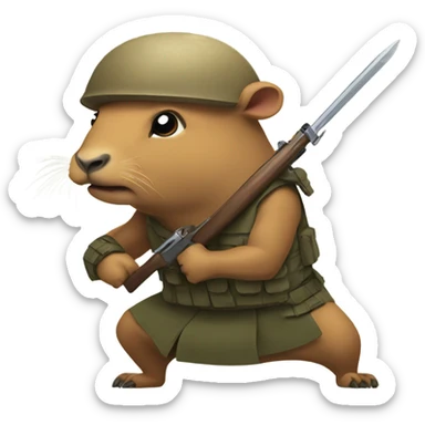 Capybaras fighting a war  sticker