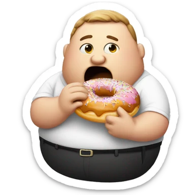 fat man eating donut sticker