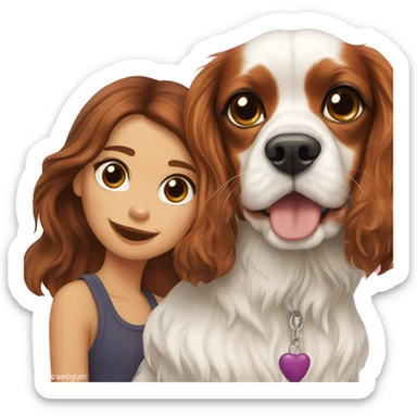 Cavalier King Charlie’s spaniel with girl sticker