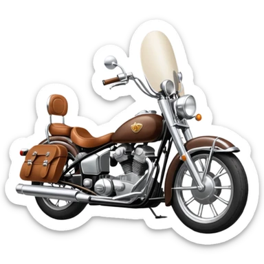 Draw a classic cruiser motorcycle with chrome details & leather seat. sticker