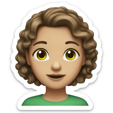 Girl with medium wavy brown hair and green eyes sticker