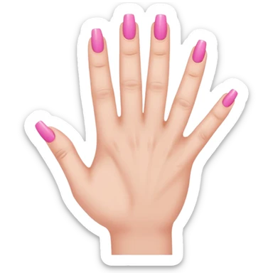 hand with pink nails done with five fingers  sticker