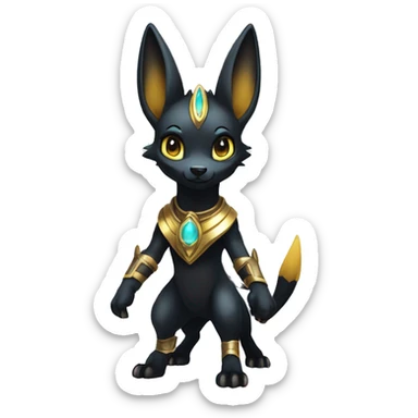 Shiny Chibi Anubis-Umbreon-Lucario on four legs full body sticker